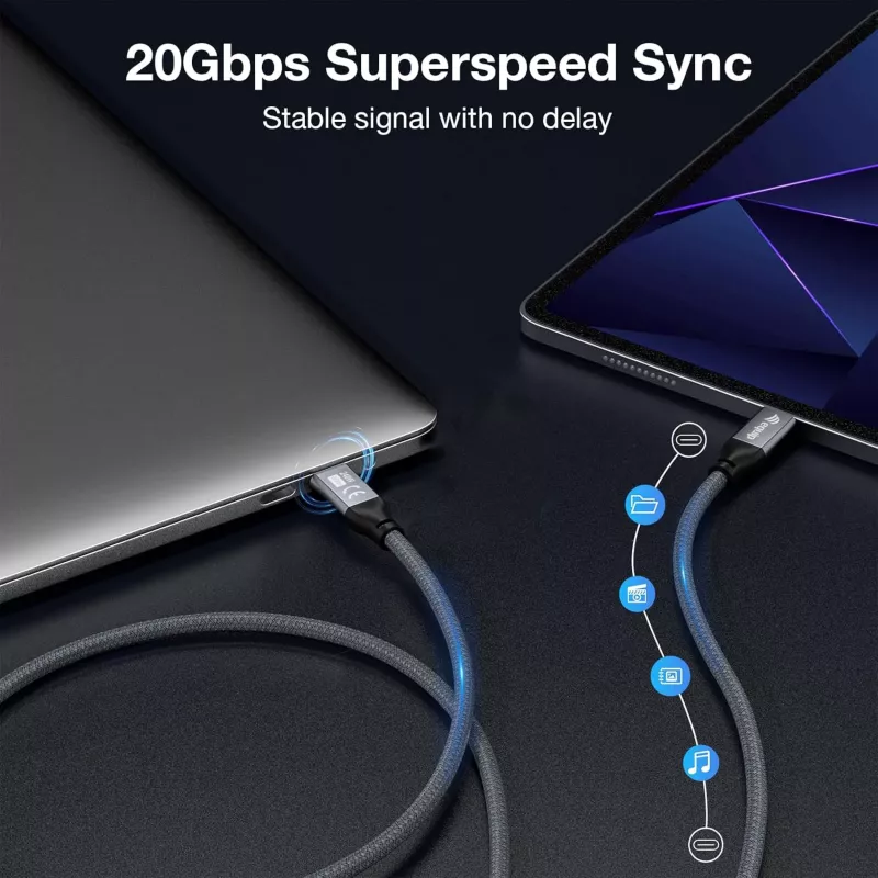 USB-C-auf-USB-C-Kabel EQUIP 3,0 m — USB 3.2 Gen 2x2, 20 Gbit/s, PD 240 W, 4K@60 Hz, schwarz