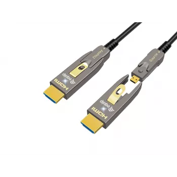 EQUIP HDMI 2.0 Aktives Optisches Kabel 10m, Abnehmbare Typ-A/Typ-D, 4K/60Hz, 18 Gbit/s, vergoldete Kontakte