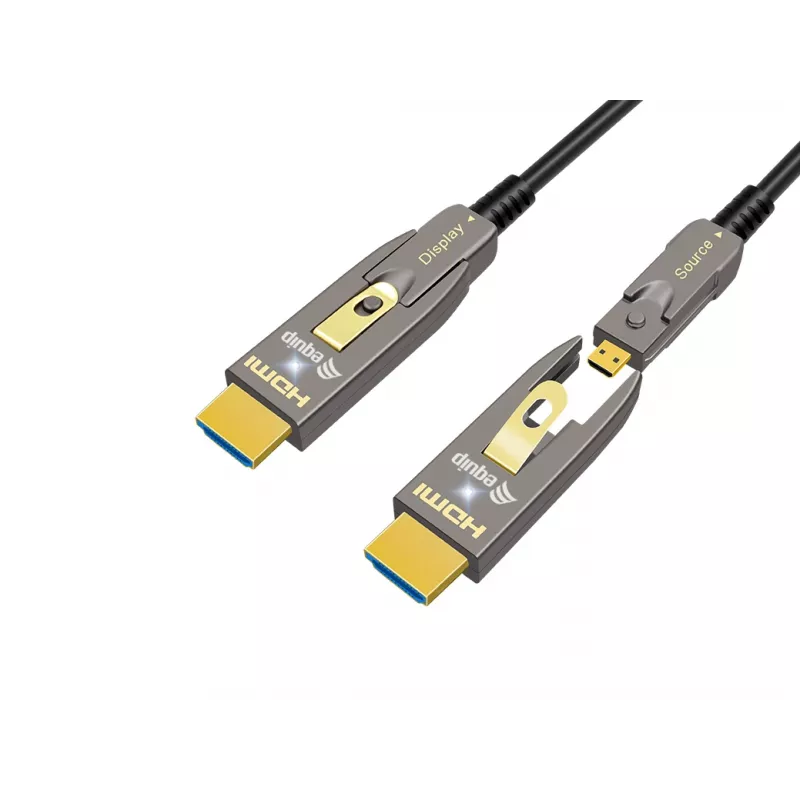 EQUIP HDMI 2.1 aktives optisches Kabel, abnehmbare Typ-D- und A-Stecker, 20 m, 48 Gbit/s, 8K/60Hz