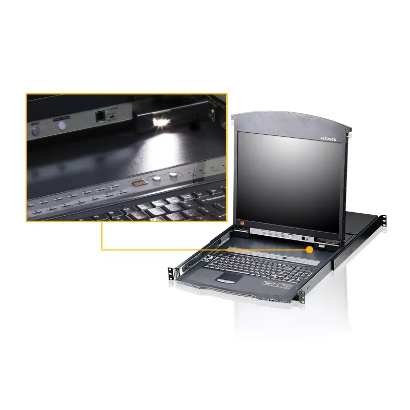 ATEN KL1508AN Rack-Konsole 48,3 cm (19 Zoll) 1280 x 1024 Pixel Metall Schwarz 1HE