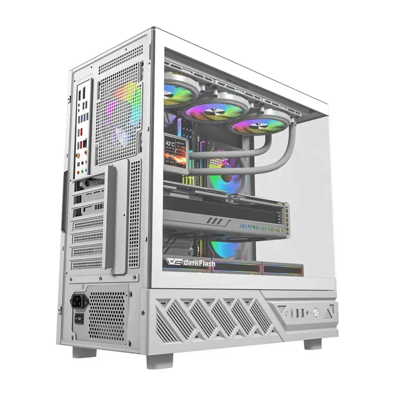 Computergehäuse DarkFlash DS950V mit integriertem Display, weiß, inklusive 6 Lüfter