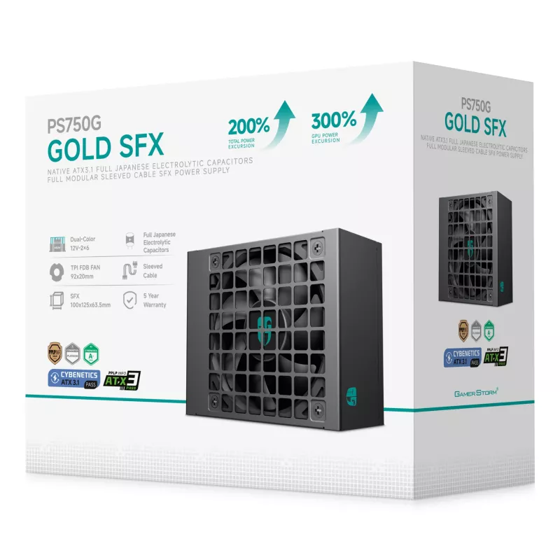 DeepCool Gamer Storm PS750G 750 W SFX ATX 3.1 Netzteil, 80 PLUS Gold, Schwarz