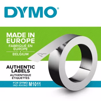 DYMO Rhino Aluminium-Prägelabels | 12 mm x 3,65 m | Selbstklebend | Kompatibel mit dem Rhino M1011 Präger | Witterungsbeständig | Ideal für Heimwerken & Bau | Hergestellt in Europa