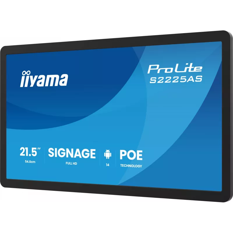 iiyama ProLite S2225AS-B1P Digital Signage Flachbildschirm 54,6 cm (21,5 Zoll) LCD Wi-Fi 500 cd/m² Full HD Schwarz Integrierter Prozessor Android 24/7