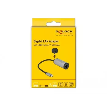 USB Typ-C-Adapter DeLOCK 64116 Gigabit LAN Power Delivery Grau