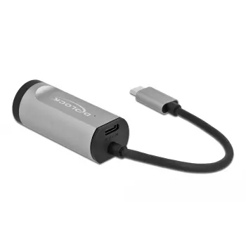 USB Typ-C-Adapter DeLOCK 64116 Gigabit LAN Power Delivery Grau