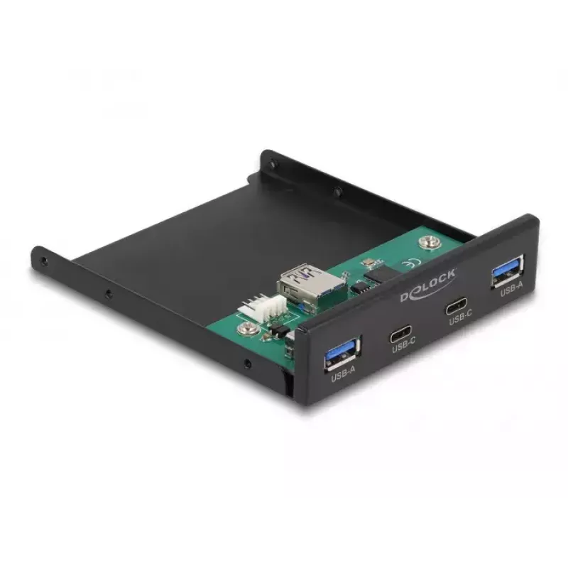 DeLOCK 3,5-Zoll-USB-Frontblende 2 x USB Typ-C 2 x USB Typ-A Schwarz
