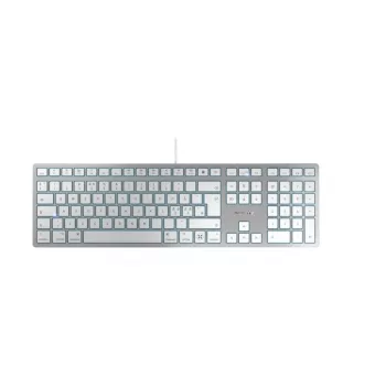 Kabelgebundene USB-Tastatur Cherry KC 6000C für Mac – QWERTY Nordic, Scherenschalter, Silber, 1,8 m Kabel