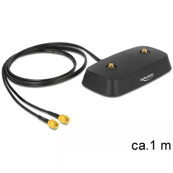 DeLOCK 88739 Antennenfuß, 2x SMA, 1 m Kabel, Schwarz