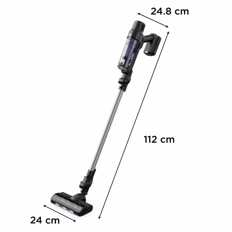 2-in-1-Stabstaubsauger Rowenta RH6A35 — kabellos, Lithium-Ionen, 140 W, beutellos, Zyklon-Technologie, lila/silber, LED-Bürste
