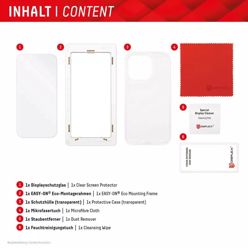 Displex Screen Protector + Case für Apple iPhone 15 Pro Max, Eco Montagerahmen, kratzfest