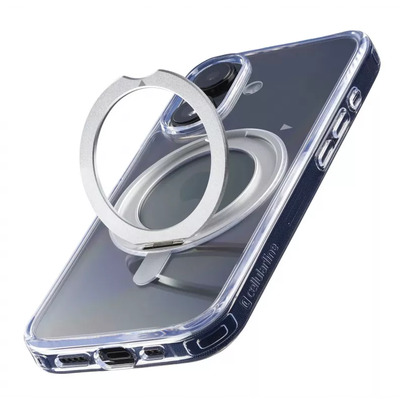 Cellularline Spin Mag - iPhone 16 Hülle mit drehbarem Ringhalter, kompatibel mit Magsafe-Ökosystem
