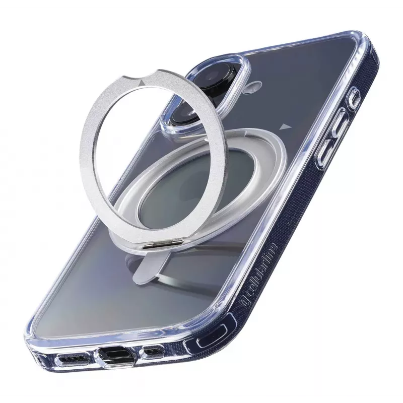 Cellularline Spin Mag - iPhone 16 Hülle mit drehbarem Ringhalter, kompatibel mit Magsafe-Ökosystem
