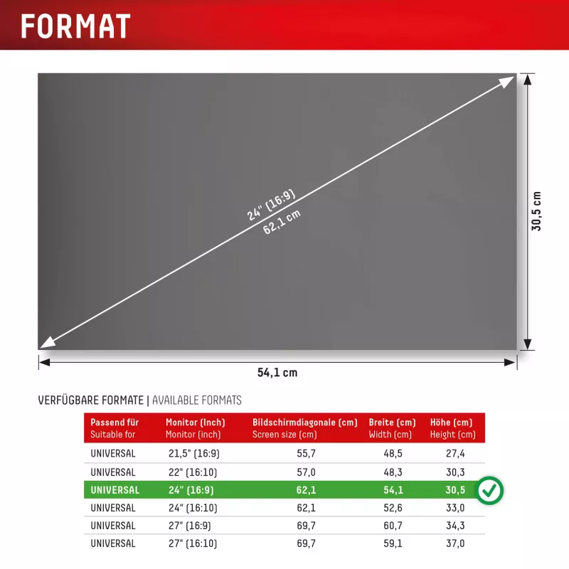 Displex PRIVACY SAFE abnehmbarer 2-Wege-Blickschutzfilter für Desktop-Monitor 24'' (16:9)
