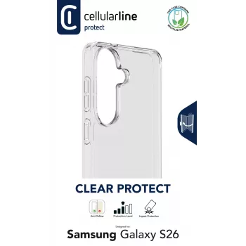 Cellularline Clear Protect - Galaxy S26 Hartschale mit Gummirändern
