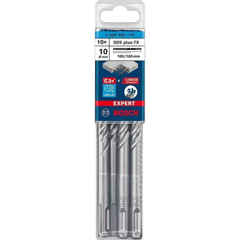 Bosch Expert SDS-plus-7X Hammerbohrer 5 mm x 165 mm, 10 Stück (2608900158)