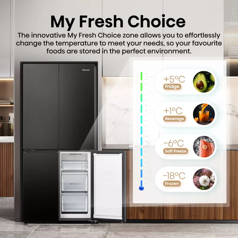 Hisense RQ5P470SAFD Freistehend 483 L Schwarz, Edelstahl