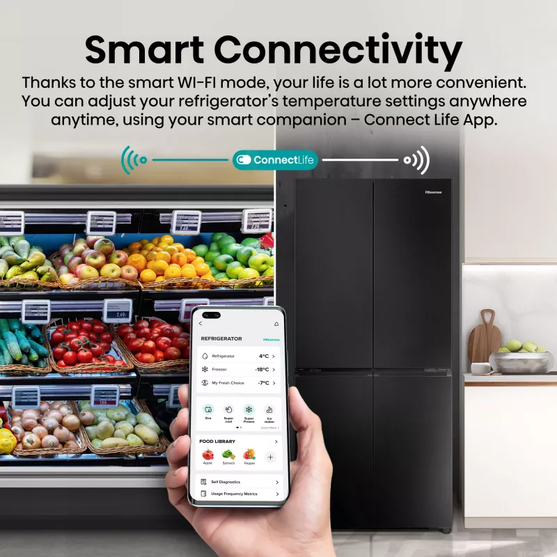 Hisense RQ5P470SAFD Freistehend 483 L Schwarz, Edelstahl