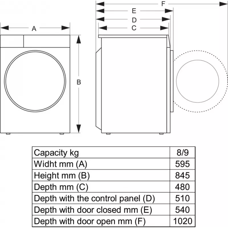 Hisense WD3S8043BB3 Waschtrockner Freistehend Frontlader Schwarz