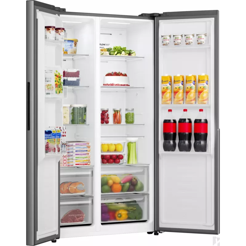 Gorenje Side by Side NRS917E41X SI, freistehend, American Door, Grau, 2 Türen, Touch, LED
