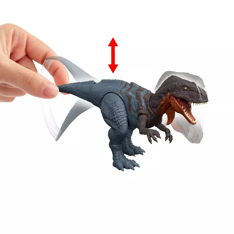 Jurassic World Rebirth Wild Roar Abelisaurus Dinosaurier-Spielzeug, schwanzgesteuerte Angriffs-Attacke & Sound