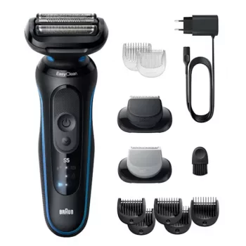 Foliierrasierer BRAUN Series 5 52-B1650S – 3-fach Klinge, Li-Ion Akku, Nass- & Trockenrasur, Trimmer, Blau