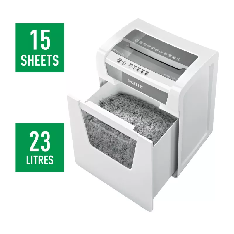Leitz IQ Office Aktenvernichter P4, Kreuzschnitt, 22,3 cm, 4 x 40 mm, 23 l, 225 Blatt, 55 dB