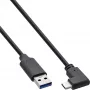 InLine USB 3.2 Kabel, USB-C Stecker abgewinkelt auf USB-A Stecker, schwarz, 2m