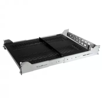 StarTech.com 2U belüftetes verschiebbares Server-Rack-Regal mit Kabelmanagement-Arm - 27,7 bis 31,6 Zoll verstellbare Einbautiefe - 50 lb - 19“ Server-Ablage für Geräte-Rack - 24 Zoll tief