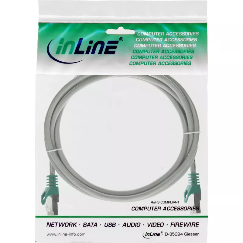 Patchkabel InLine Crossover PC-zu-PC SF/UTP Cat.5e RJ-45 — 2 m, grau