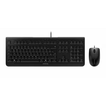 Kabelgebundene Cherry CHERRY DC 2000 Full-Size-USB-Tastatur mit QWERTZ-Layout, 109 Tasten, 1,8 m Kabel, schwarz — inklusive Maus