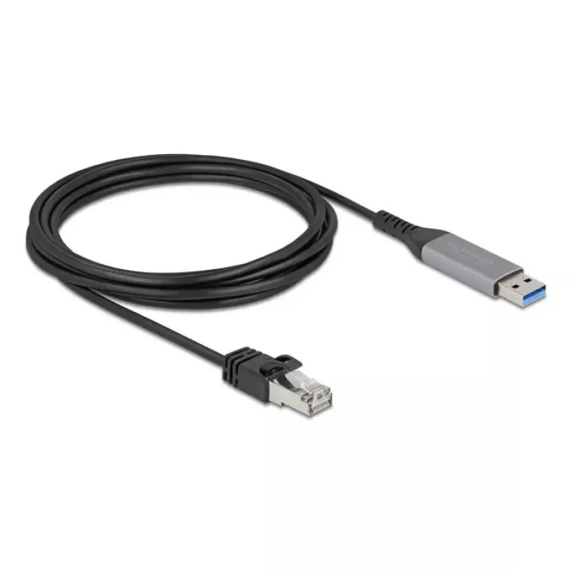 Netzwerkkabel DELOCK USB Typ-A auf RJ45 Gigabit Ethernet Cat6, 3 m, anthrazit/schwarz