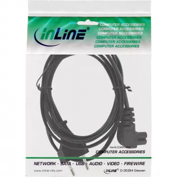 InLine Stromkabel, Euro-Stecker / Euro8-Stecker abgewinkelt, schwarz, 10 m
