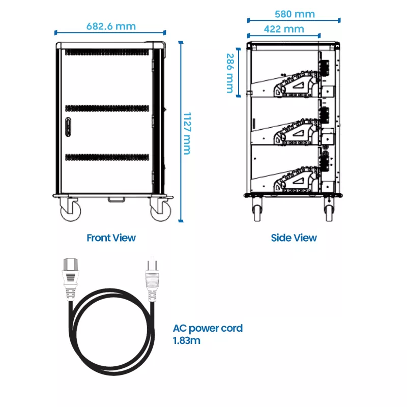 Ewent EW1701 Wagen/Schrank für tragbare Geräte Tragbarer Geräteschrank Schwarz, Grau