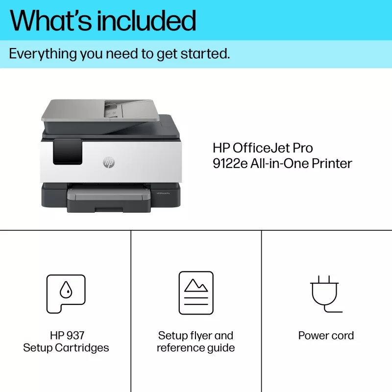 HP OfficeJet Pro 9122e Wireless All-in-One Color Printer, Instant Ink; Two-sided printing