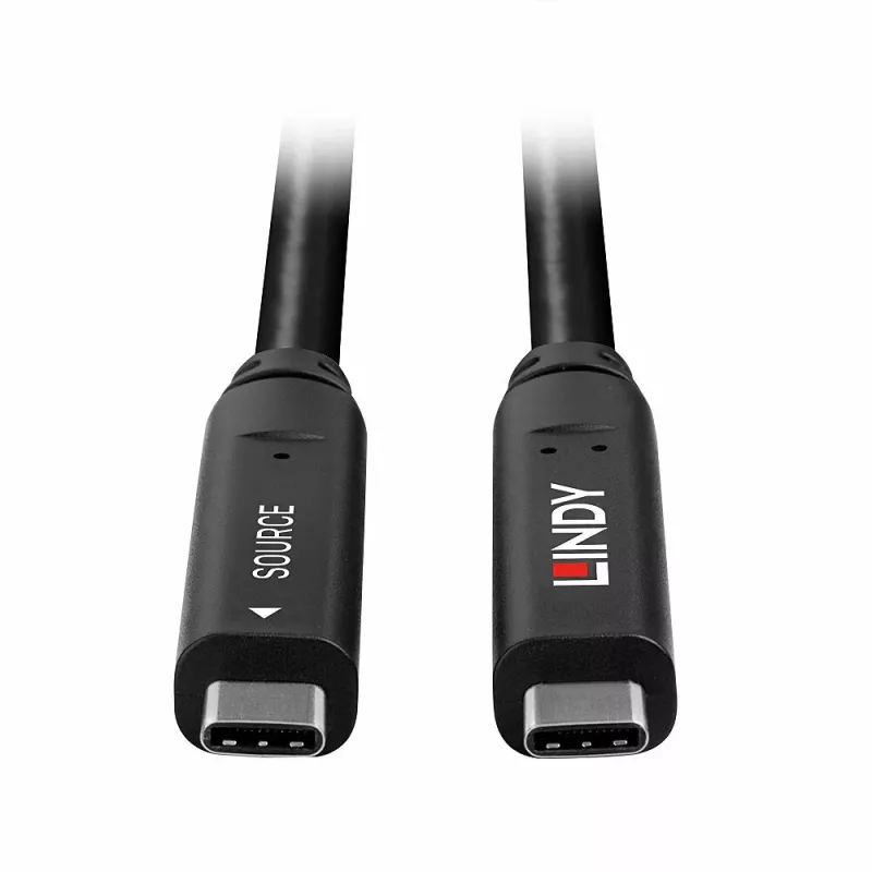 Lindy 15 m USB 3.2 Gen 2 & DP 1.4 Type C Hybrid-Kabel, Schwarz