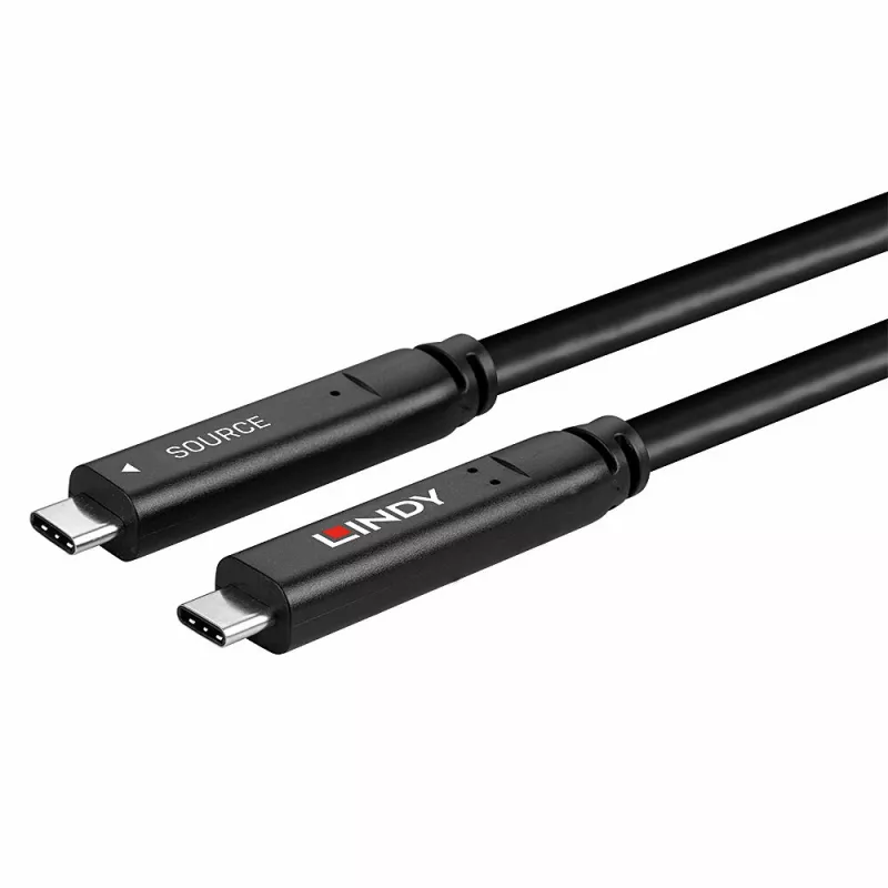 Lindy 15 m USB 3.2 Gen 2 & DP 1.4 Type C Hybrid-Kabel, Schwarz