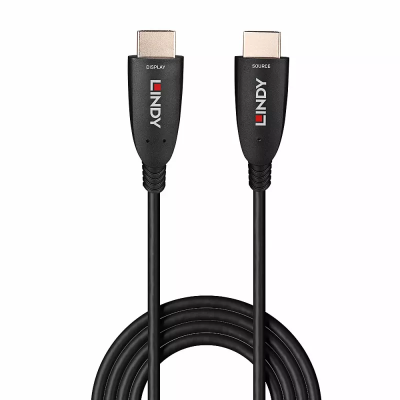 Lindy 60m Glasfaser-Hybrid-HDMI-8K60-Kabel, 60 m, HDMI Typ A (Standard), HDMI Typ A (Standard), 48 Gbit/s, Schwarz