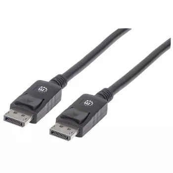 Manhattan DisplayPort 1.2 Kabel, 4K@60hz, 1m, Stecker auf Stecker, mit Verriegelung, vollständig geschirmt, Schwarz, lebenslange Garantie, entspricht DISPL1M