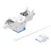 Intellinet Cat6a 10G geschirmter werkzeugloser schlank Keystone Jack, flach, blau, RJ-45, IDC, Buchse, Gold