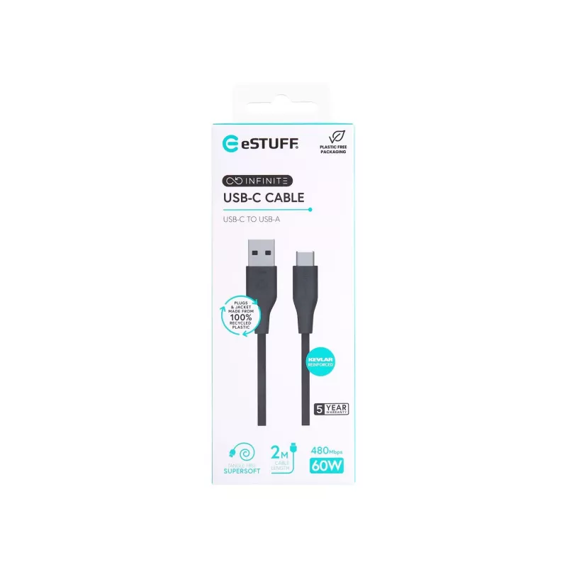 eSTUFF ES605280 USB-Kabel USB 2.0 2 m USB-C USB-A Schwarz