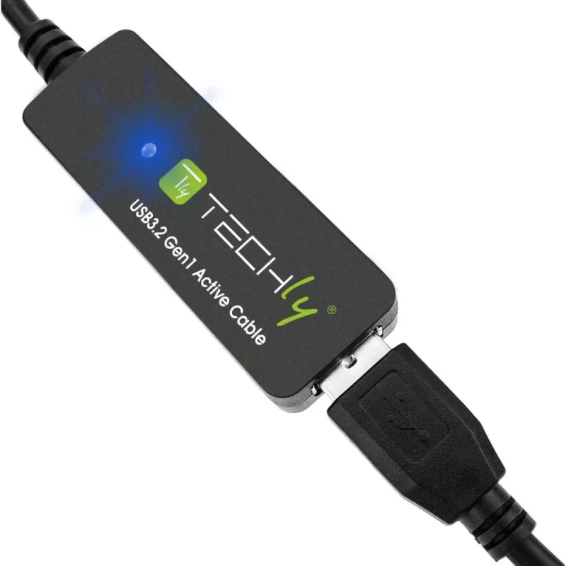 Techly ICUR30200G USB-Kabel USB 3.2 Gen 1 (3.1 Gen 1) 20 m USB A Schwarz