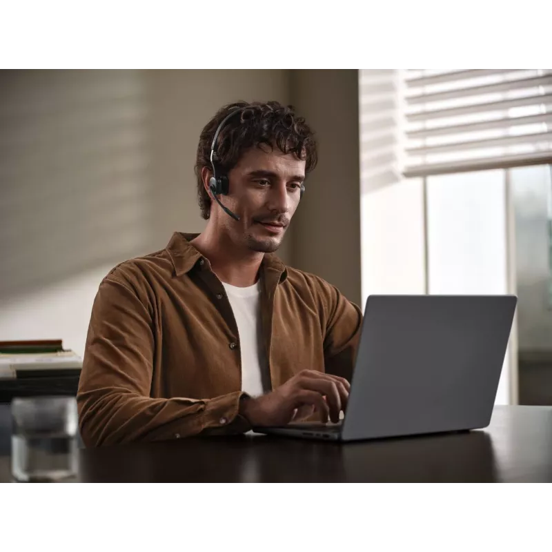 SHOKZ OpenMeet UC Kabelloses Bluetooth-Knochenleitungs-Videokonferenz-Headset mit USB-C-Adapter