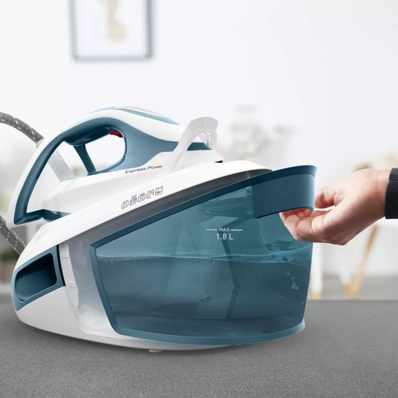 Tefal Express Power SV8111 1,8 l Durilium AirGlide Autoclean-Bügelsohle Blau, Weiß