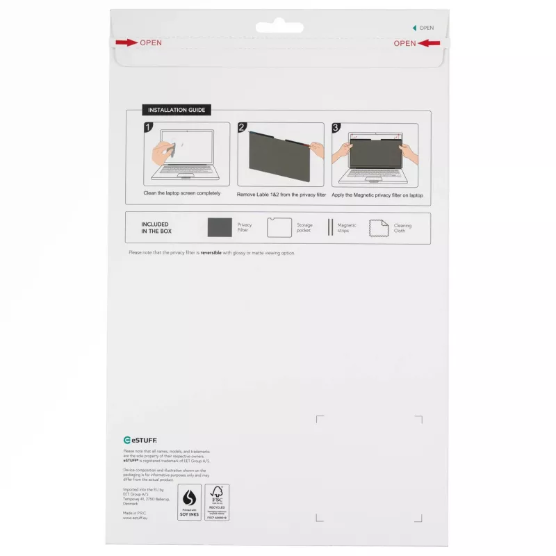 eSTUFF GLBM13293190-ITH Blickschutzfilter 33,8 cm (13,3 Zoll) Laptop Rahmenloser Blickschutzfilter