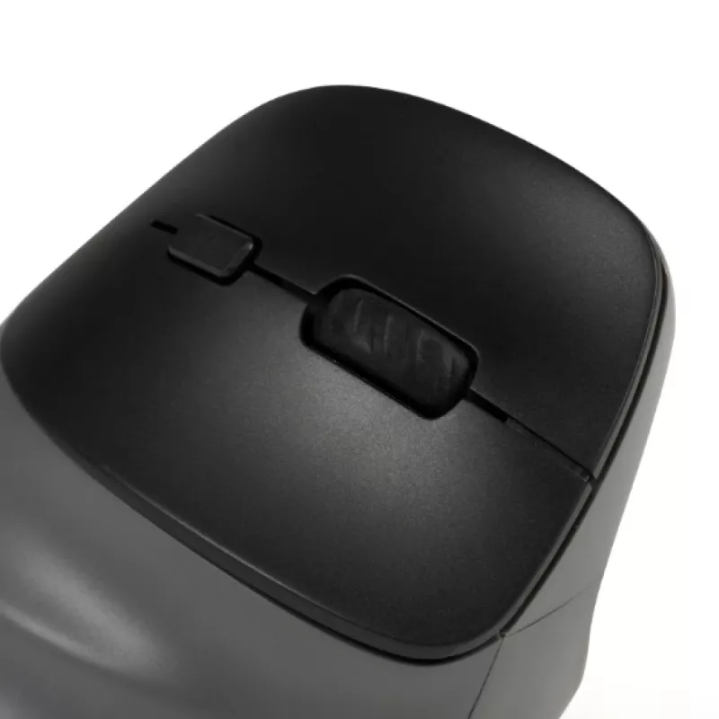 BakkerElkhuizen PRF Pro Maus Rechts, Rechtshänder, Vertikales Design, Optisch, RF Wireless + Bluetooth + USB Typ-C, 2400 DPI, Schwarz, Grau