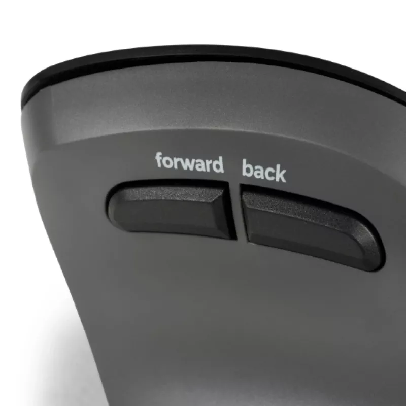 BakkerElkhuizen PRF Pro Maus Links, linkshändig, vertikales Design, Optisch, RF Wireless + Bluetooth + USB Type-C, 2400 DPI, Schwarz, Grau