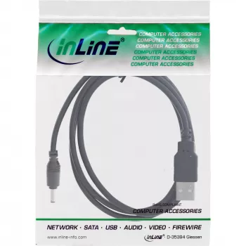 InLine USB-DC-Stromadapterkabel, USB-A-Stecker auf DC-Hohlstecker 5,5x2,10mm, schwarz, 1m