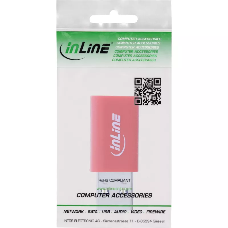 InLine 31652 USB-Datenblocker, USB-A Stecker auf USB-C Buchse, 5 V 1,5 A