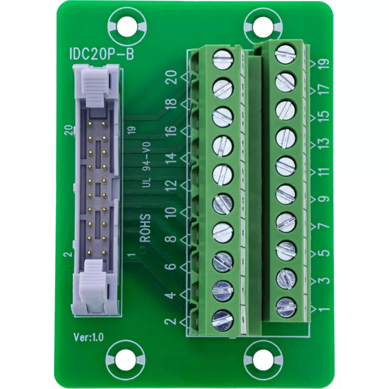 InLine 92504P IDC 20 Socket auf 10-Pin Terminal Block, PCB Mount